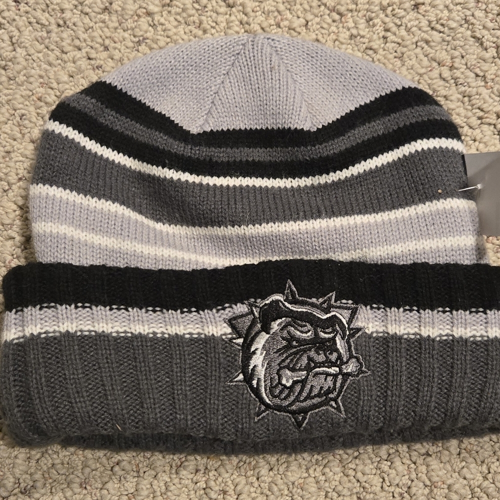 Hamilton Bulldogs CHL Hockey Gray and Black Knit Beanie with Logo